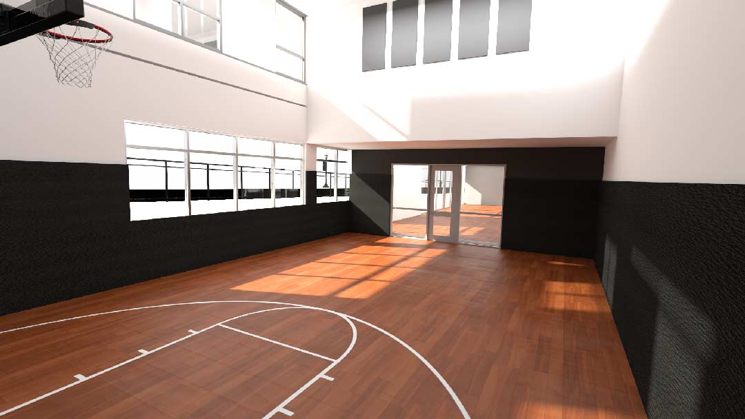 Courtyard basketball fitness room