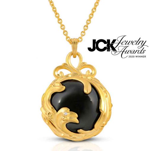 Black Jewel Black agate diamond 18k Gold plated silver JCK Jewelry Awards 2020 Winner